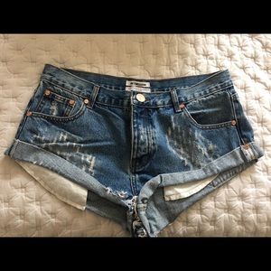 One Teaspoon Bandit shorts in Pacifica wash
